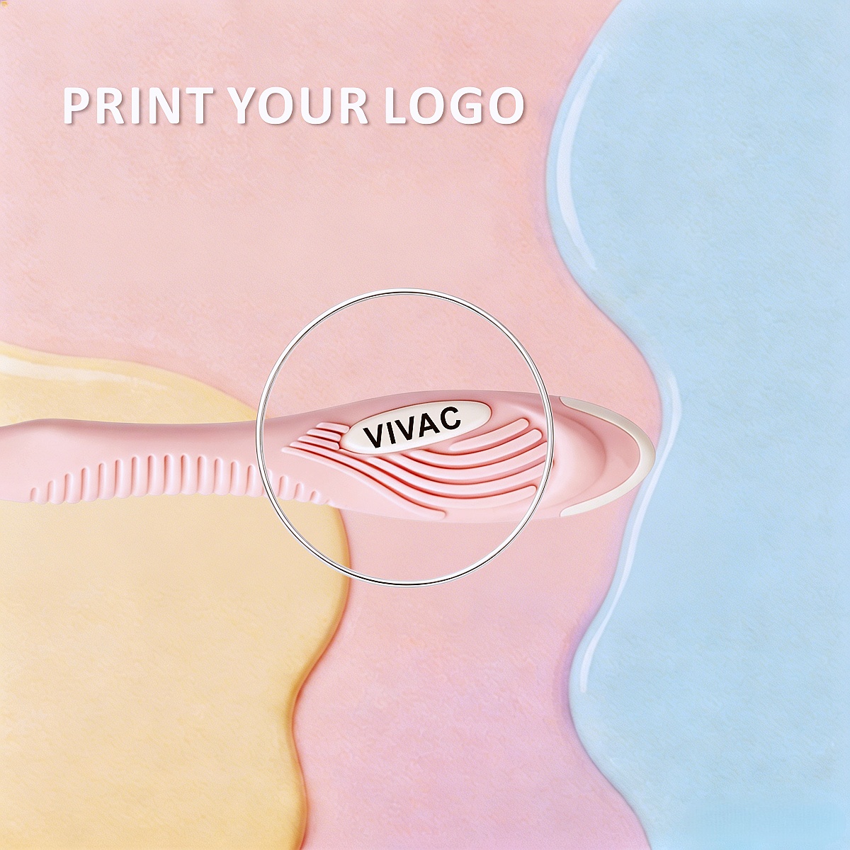 Debossed logo area on the razor handle grip pad, custom branding example